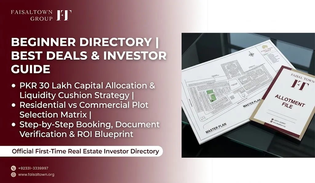 Faisal Town Phase 2 best deals for new investors hero banner showing plot options, payment plans, and beginner investment strategies.