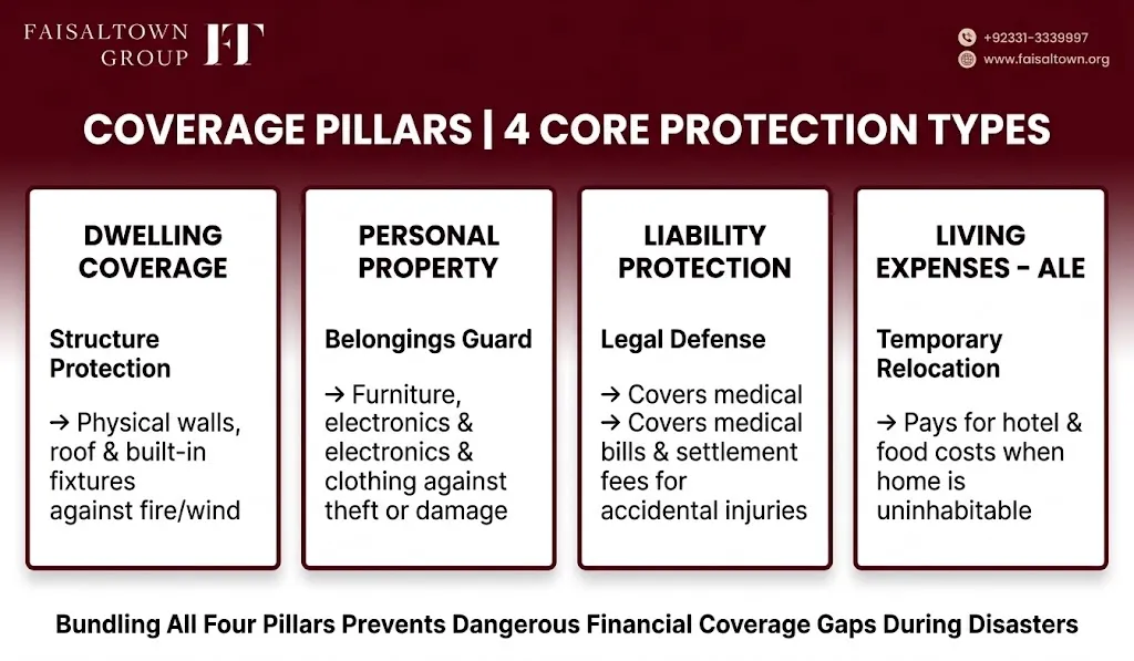  Home insurance in Pakistan explained: Fire and Allied Perils coverage, Takaful vs conventional, premium factors, claims process, and common exclusions.