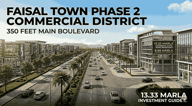 Faisal Town Phase 2 350 Feet Main Boulevard Commercial District – 13.33 Marla
