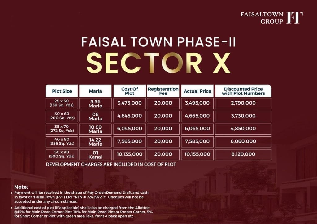 Sector X Payment Plan Faisal Town Phase 2 islamabad new