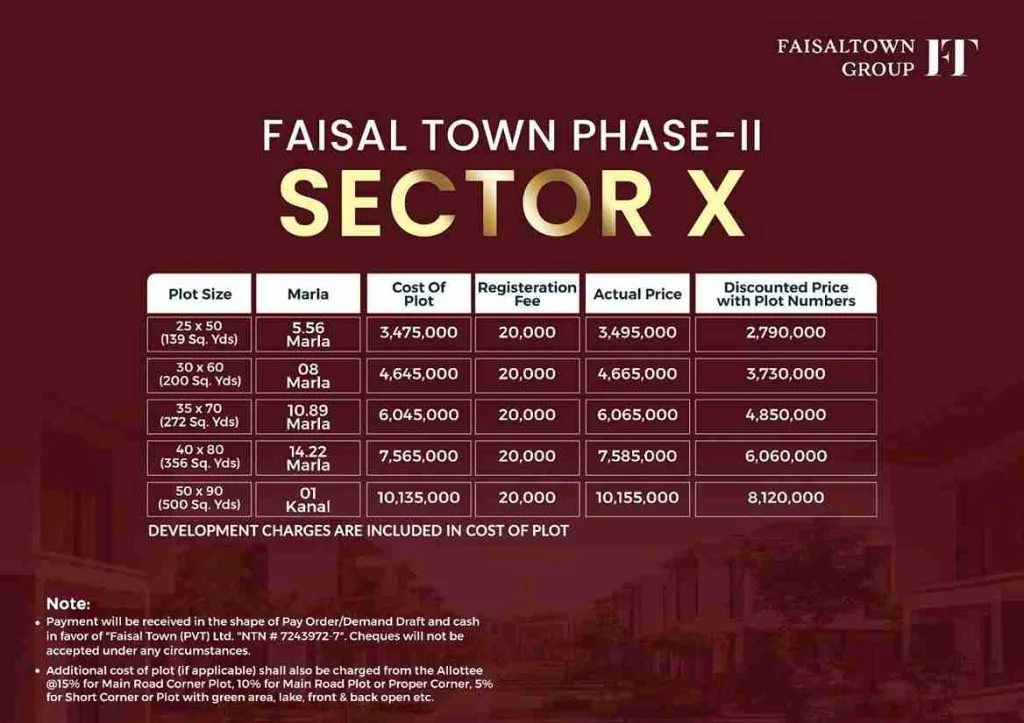 Sector X Payment Plan Faisal Town Phase 2 islamabad new