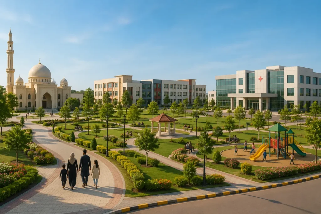 Schools, Healthcare, Mosques & Parks